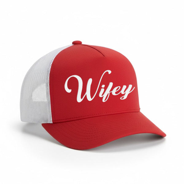 Embroidered Wifey Trucker Hat – Classic Mesh Cap for Wedding or Anniversary