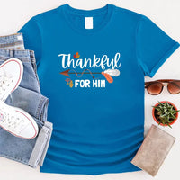 Camiseta de pareja agradecida por él/ella en Acción de Gracias