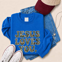 Jesus Loves You Camouflage Sweatshirt - Religious Message Sweatshirt