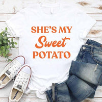 May include a My Sweet Potato T-Shirt with funny Thanksgiving-themed design, styled for fall and holiday gatherings.