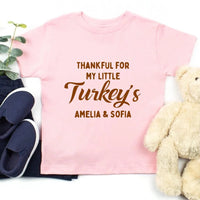 Conjunto familiar de camisetas personalizadas de Acción de Gracias "Agradecido por mis pequeños pavos"