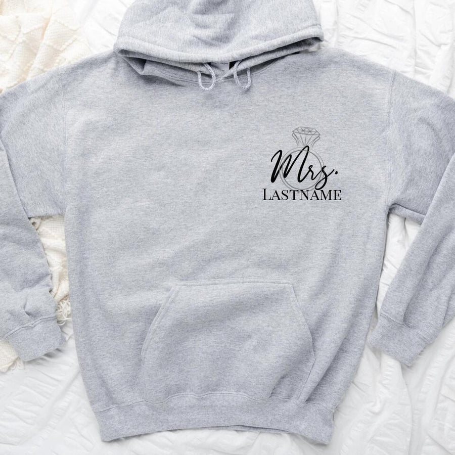 Custom Mrs Crewneck with Ring Shirts – Personalized Bride Gift for Wedding Tees