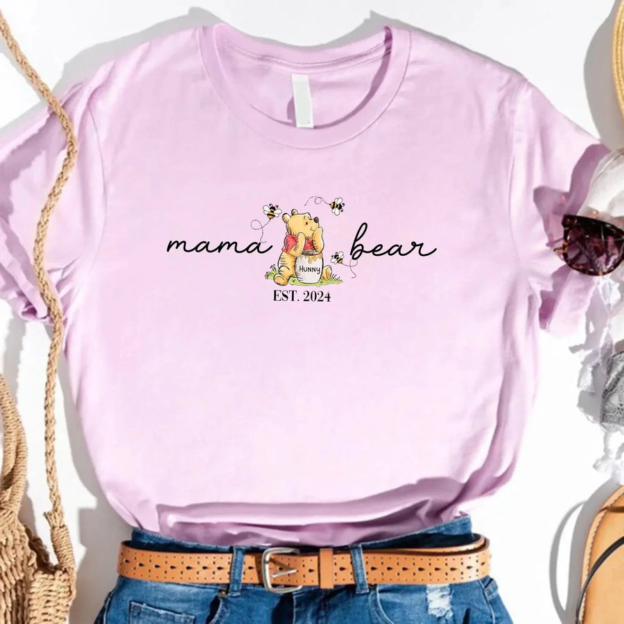 Mama Bear Mother's Day Gift Personalized Shirts lilac