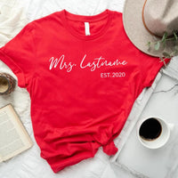 Custom Mrs. Special Edition Shirt – Personalized Name Tee for Brides & Wives red t-shirt