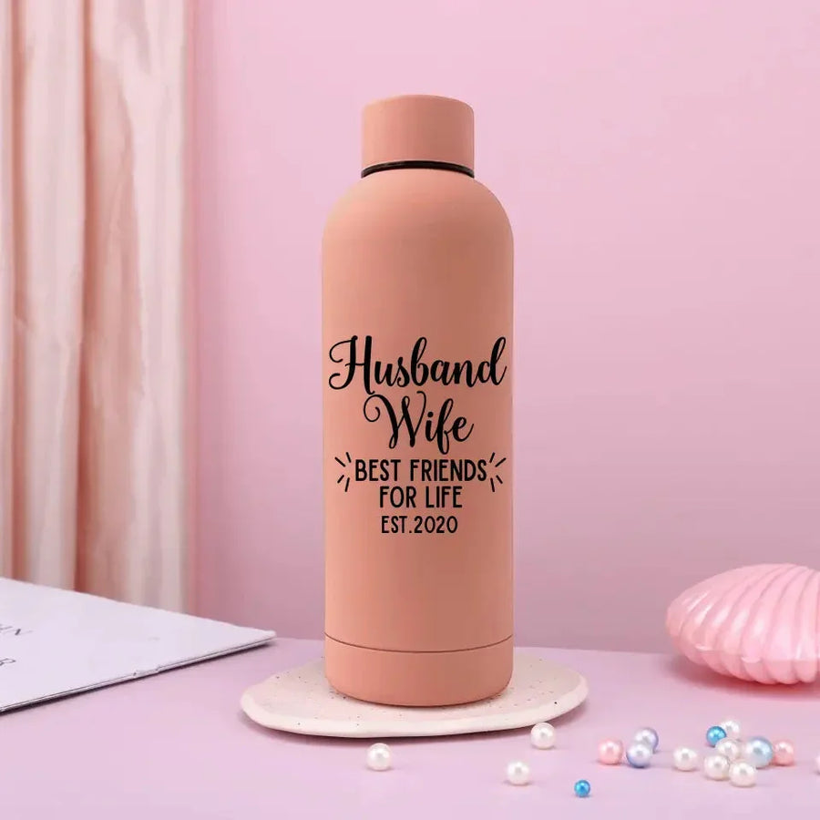 Customizer - Husband Wife Besties Personalized Rubber Bottle