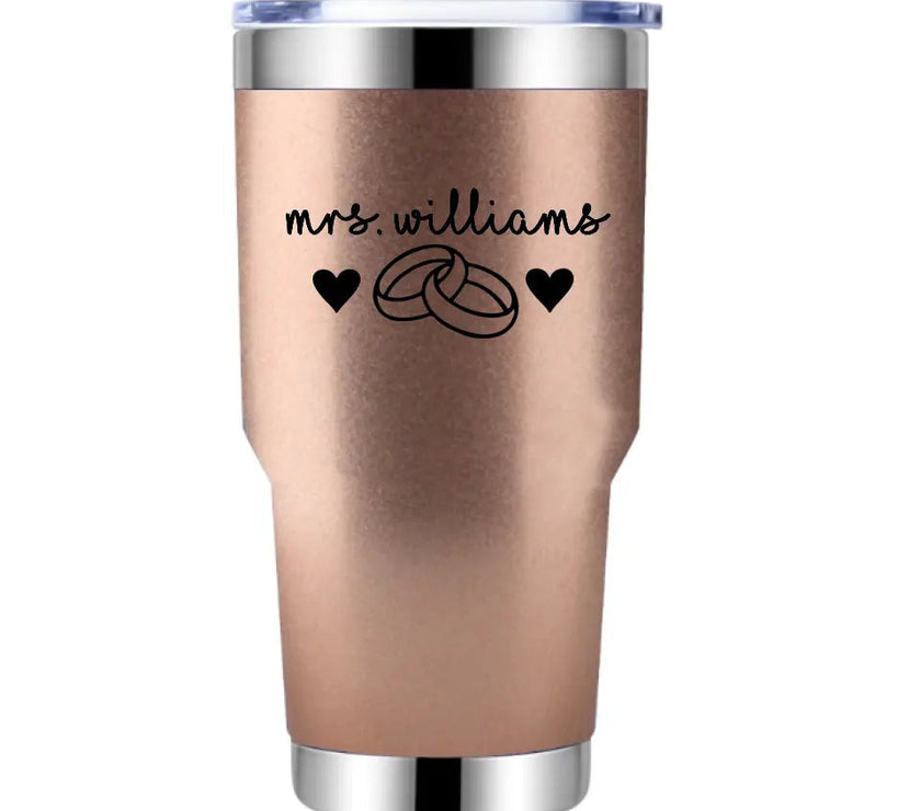 Customizer - Mrs Personalized With Rings Tumbler