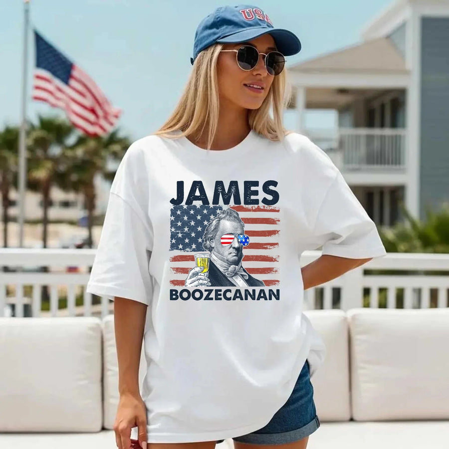white Model t-shirt 4th of july