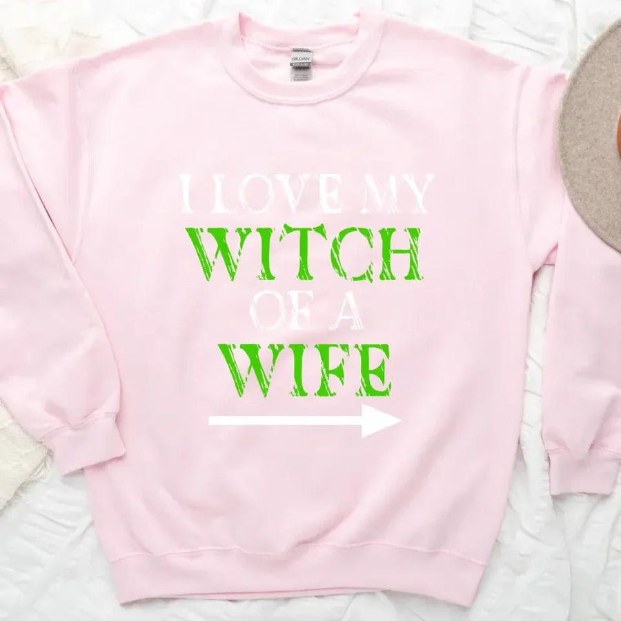 Witch of a Wife and Monster of a Husband Couples Sweatshirts