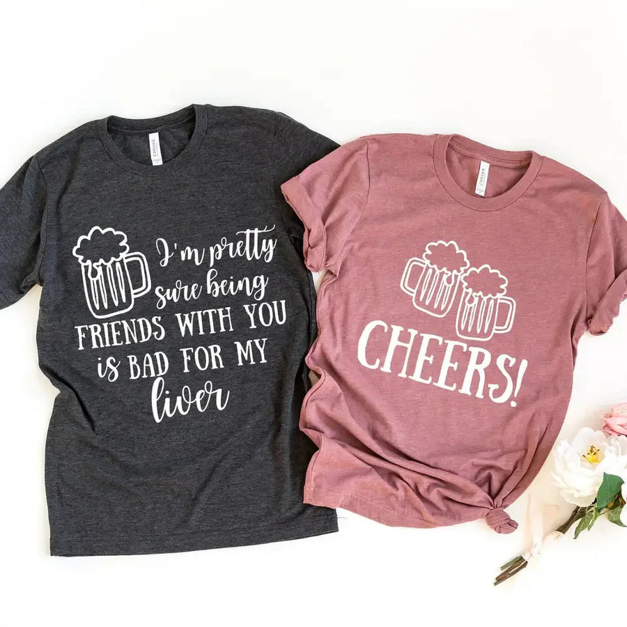 Raising Glasses, Risking Livers Couples Tee Bundle
