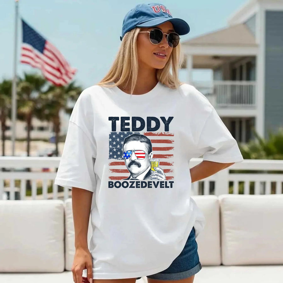 white Model t-shirt 4th of july