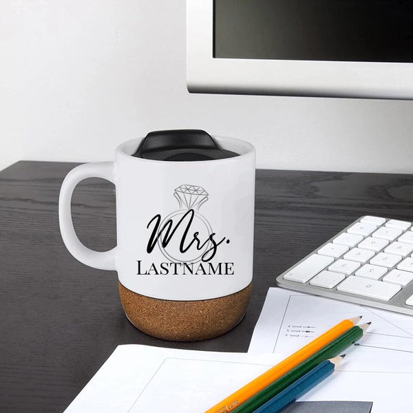 Customizer - Mrs With Ring Personalized Cork Mug