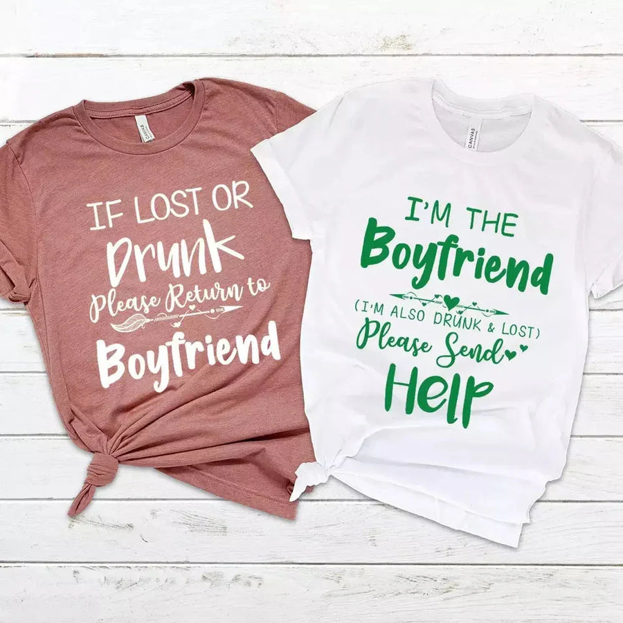 If Lost Or Drunk Please Return To Boyfriend & I'm The Boyfriend Couples Tee Bundle