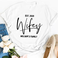 Custom Wifey & Hubby Matching Couple Shirts - Wedding Anniversary Gift with Established Date
