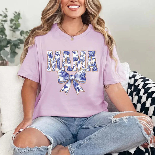 Camisetas con lazo estilo chinoiserie para mamá: camisetas gráficas elegantes y a la moda para mamás