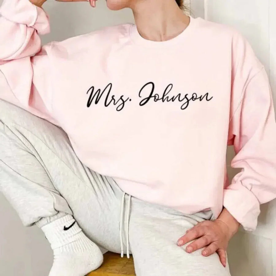 Mrs. Personalized Last Name Crewneck Top TEST
