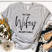 Custom Wifey & Hubby Matching Couple Shirts - Wedding Anniversary Gift with Established Date