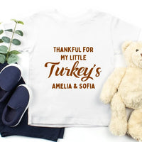 Conjunto familiar de camisetas personalizadas de Acción de Gracias "Agradecido por mis pequeños pavos"