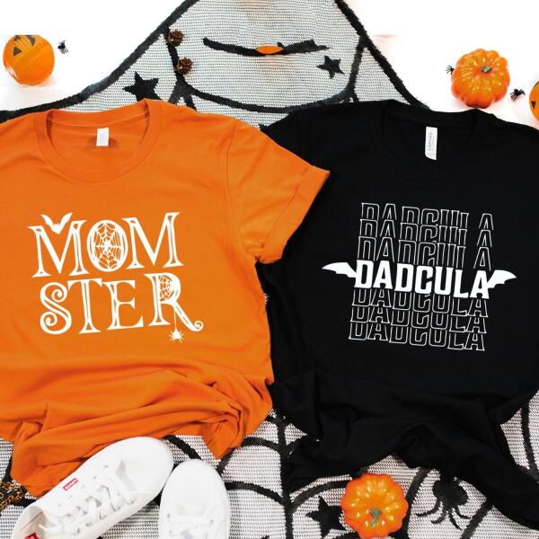 Momster and Dadcula Halloween Couples Tees