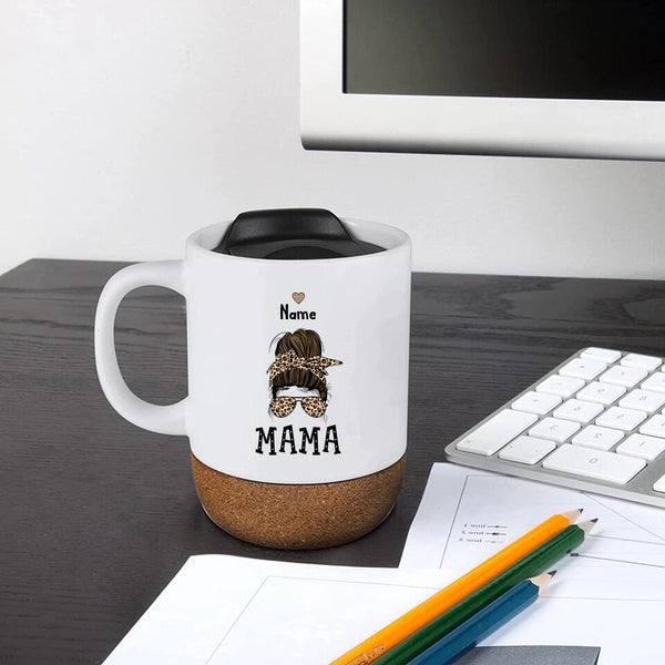 Customizer - Mama And Kids (Messy Hair) Personalized Cork Mug