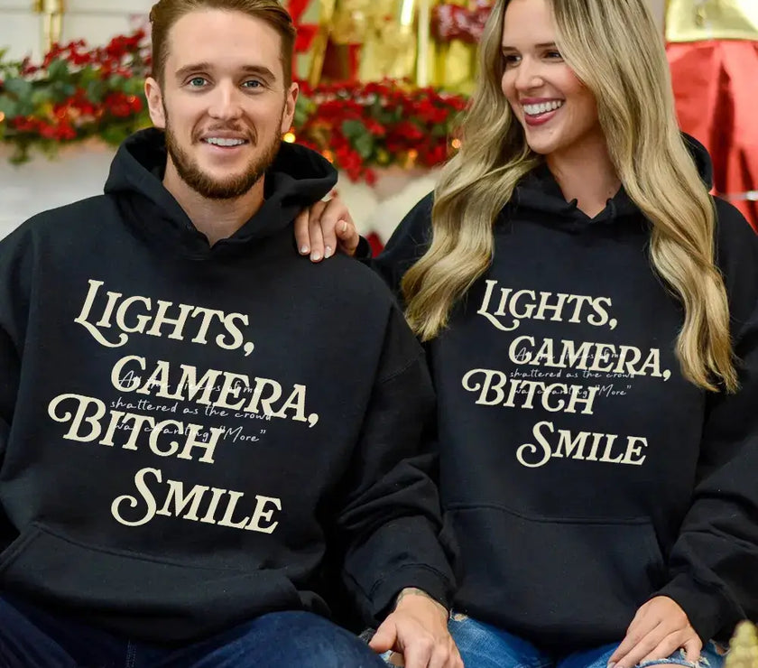 Lights Camera Bitch Smile Hoodies