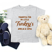 Conjunto familiar de camisetas personalizadas de Acción de Gracias "Agradecido por mis pequeños pavos"