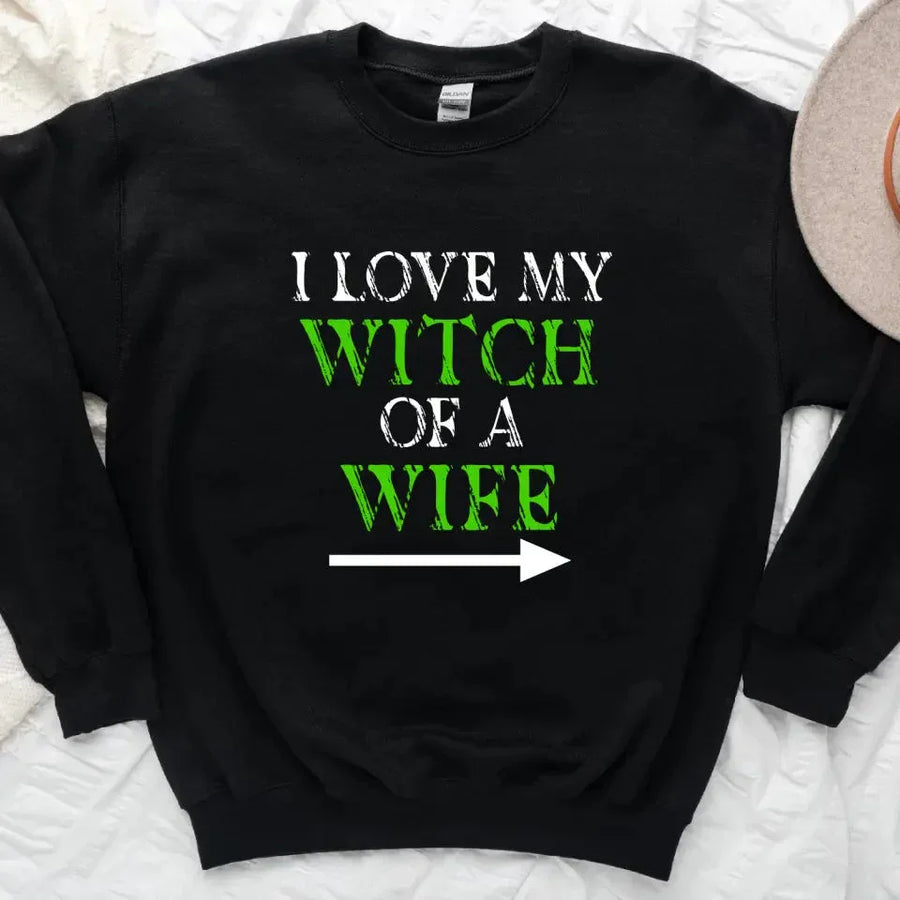 Witch of a Wife and Monster of a Husband Couples Sweatshirts