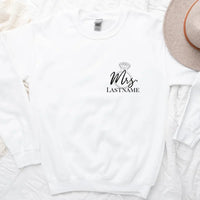 Custom Mrs Crewneck with Ring Shirts – Personalized Bride Gift for Wedding Tees