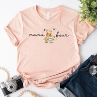 Mama Bear Mother's Day Gift Personalized Shirts PEACH