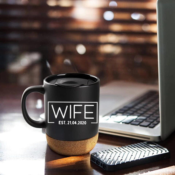Customizer - Wife Hubs Established Personalized Cork Mug