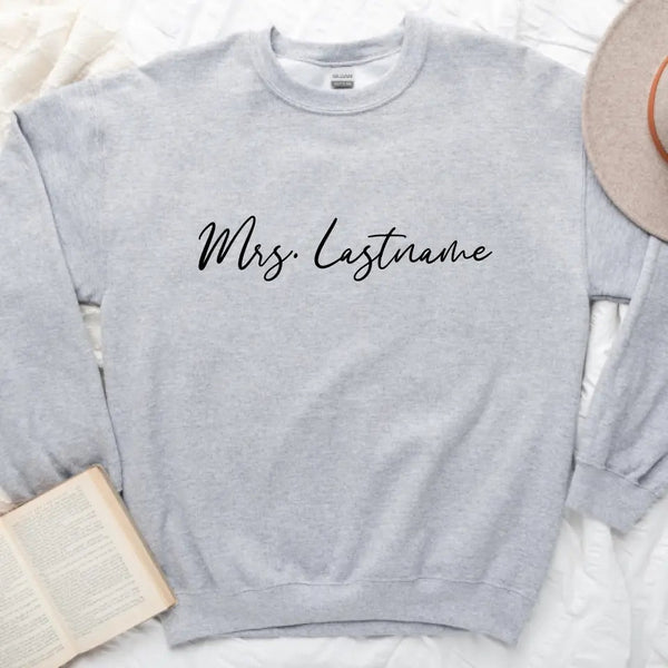 Mrs. Personalized Last Name Crewneck Top TEST