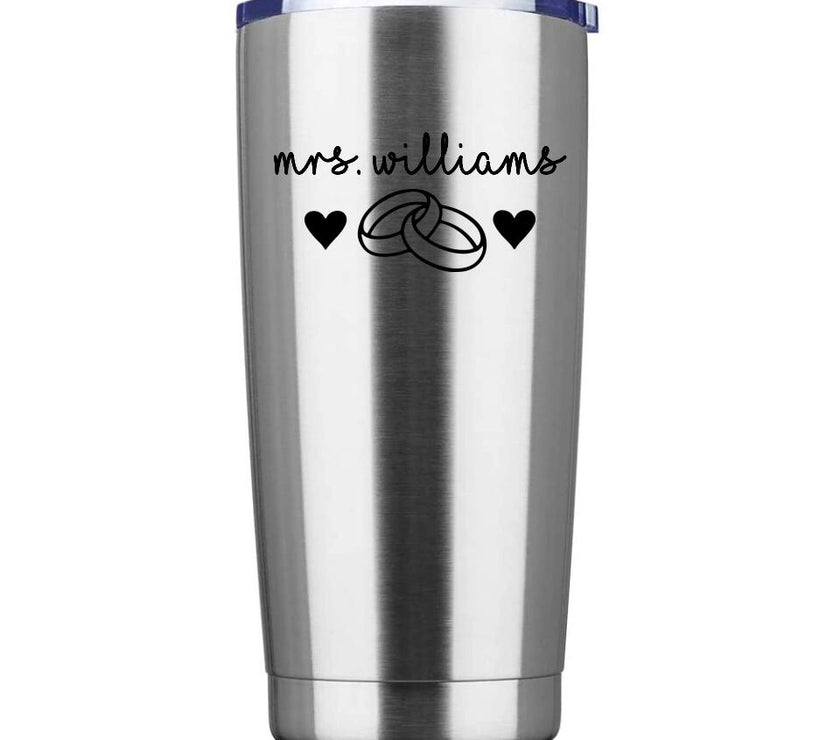 Customizer - Mrs Personalized With Rings Tumbler