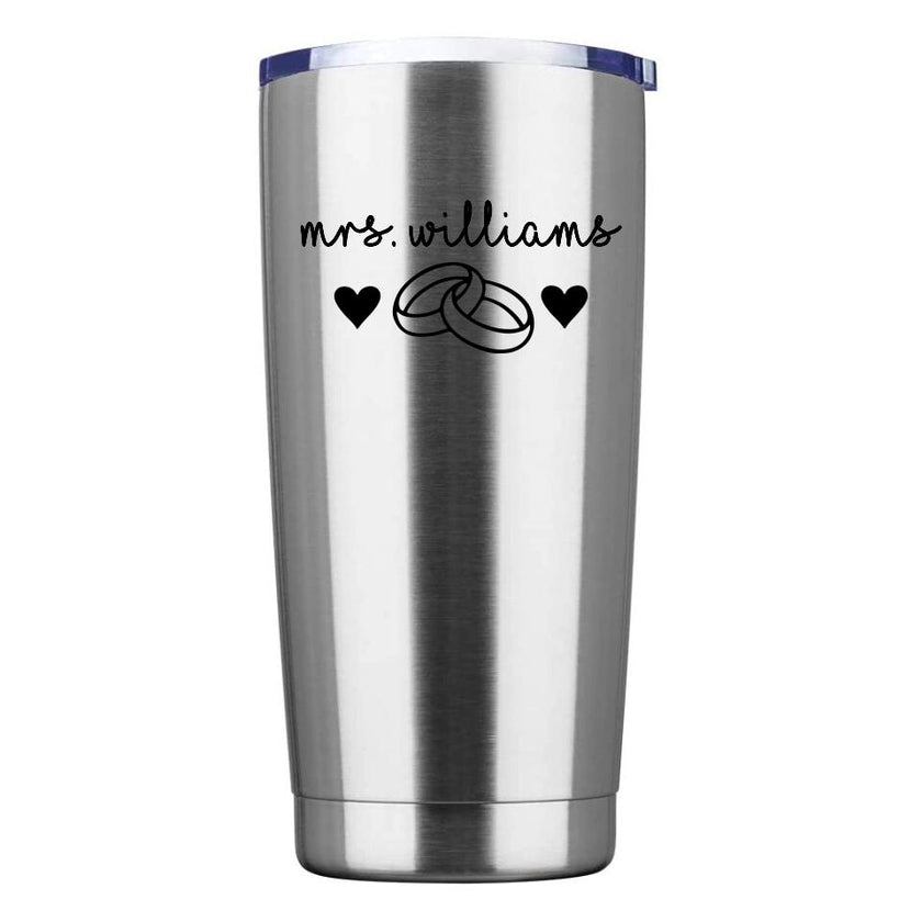 Customizer - Mrs Personalized With Rings Tumbler