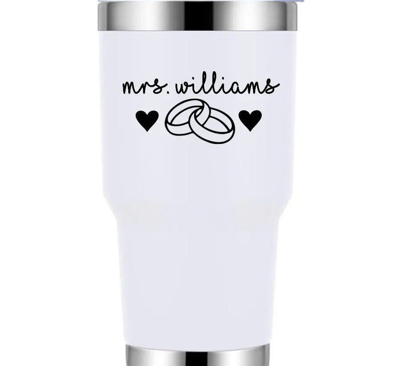 Customizer - Mrs Personalized With Rings Tumbler