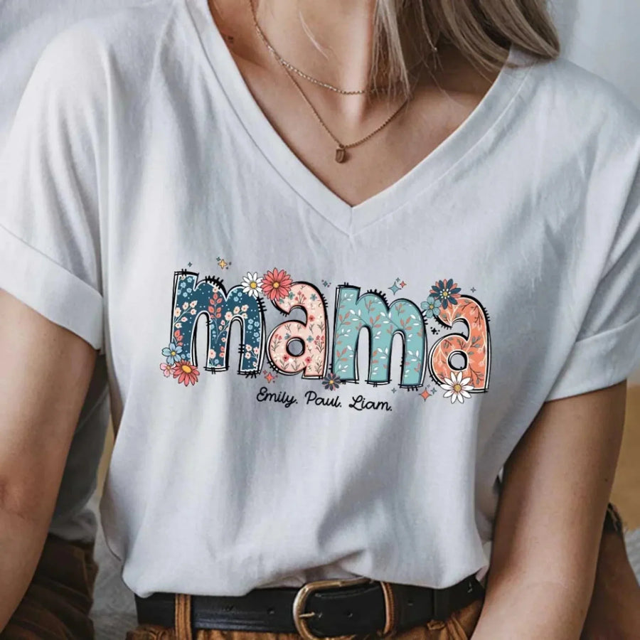 Personalized Mama Floral Shirts With Names