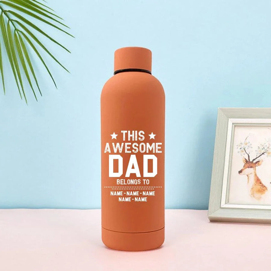 Customizer - This Awesome Dad Belongs To Personalized Rubber Bottle
