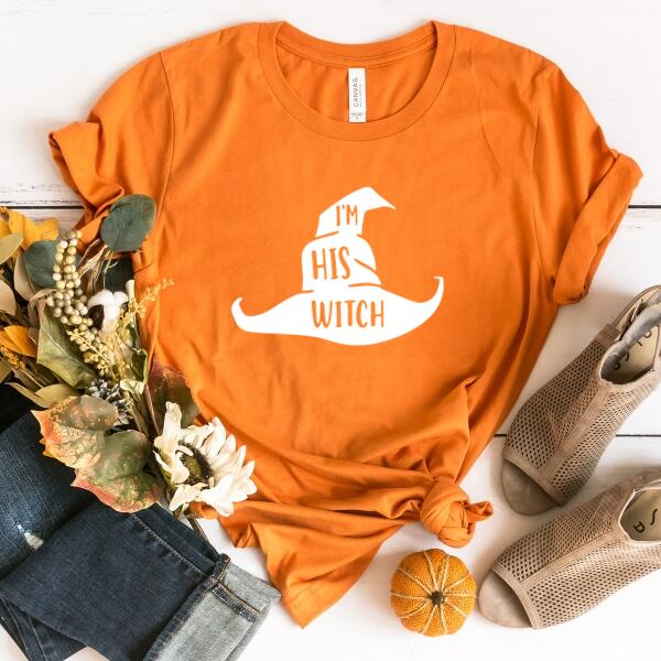 I'm Her BOO, I'm His Witch Halloween Couples Tee
