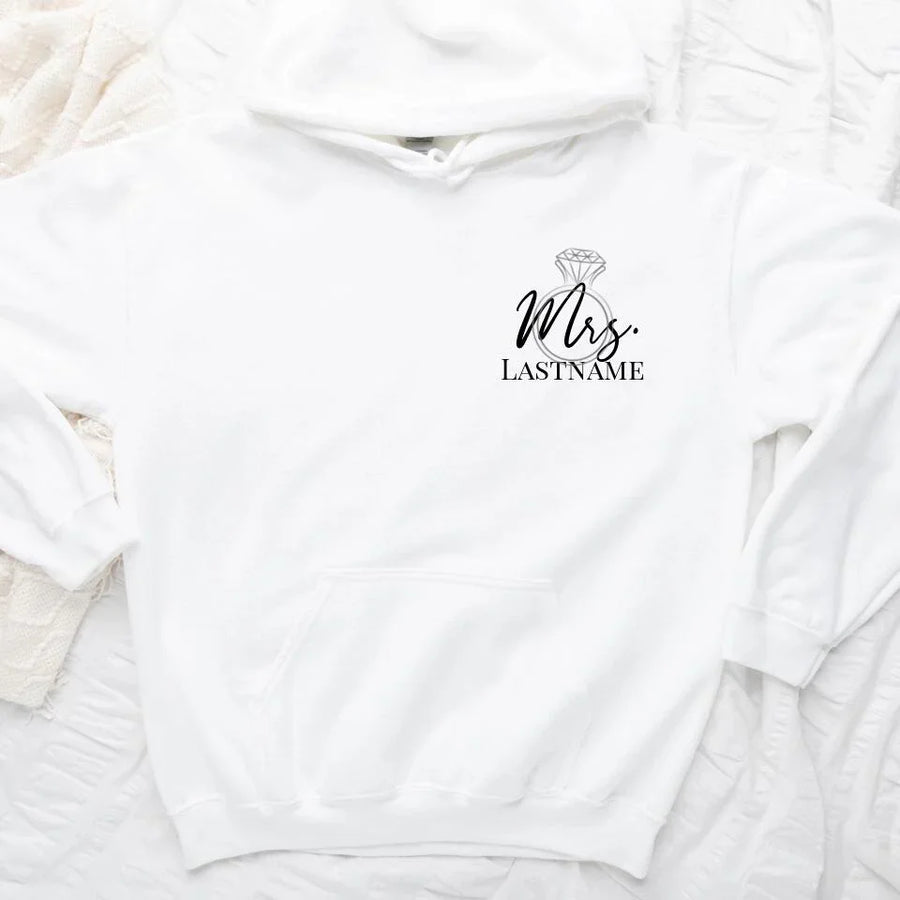 Custom Mrs Crewneck with Ring Shirts – Personalized Bride Gift for Wedding Tees