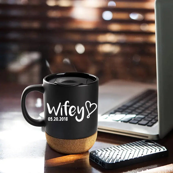 Customizer - Hubby & Wifey Personalized Black Cork Mug
