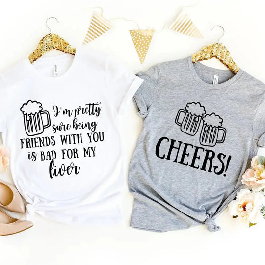 Raising Glasses, Risking Livers Couples Tee Bundle