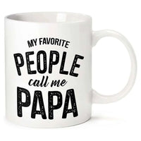 White mug with black text 'My Favorite People Call Me Papa' on a white background