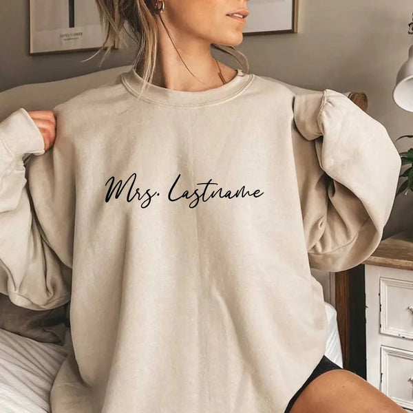 Mrs. Personalized Last Name Crewneck Top TEST