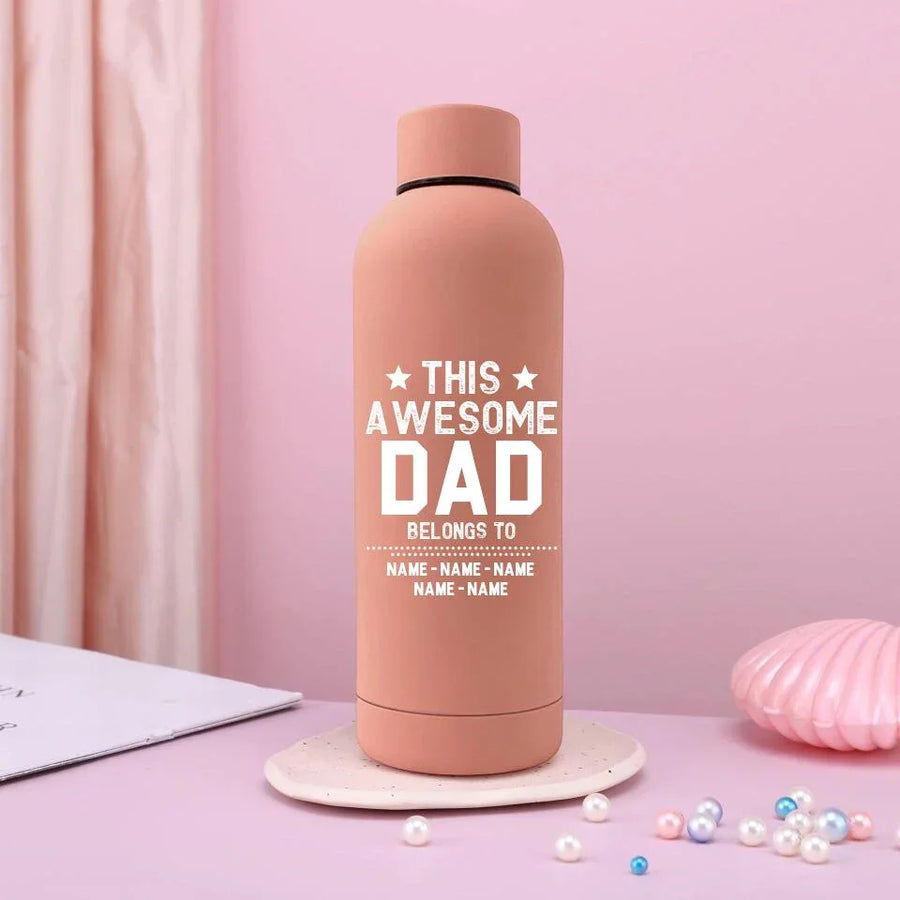 Customizer - This Awesome Dad Belongs To Personalized Rubber Bottle