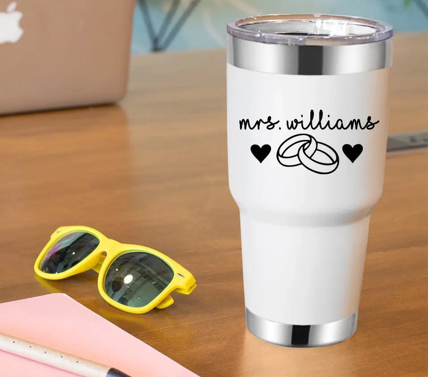 Customizer - Mrs Personalized With Rings Tumbler