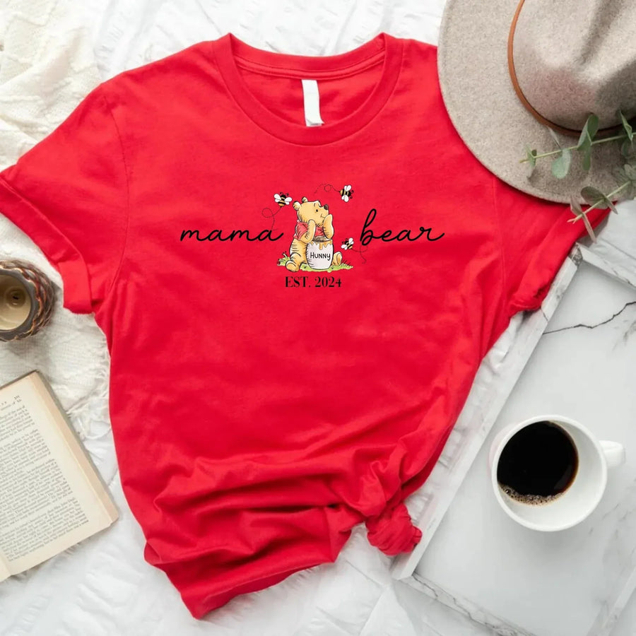 Mama Bear Mother's Day Gift Personalized Shirts red t-shirt