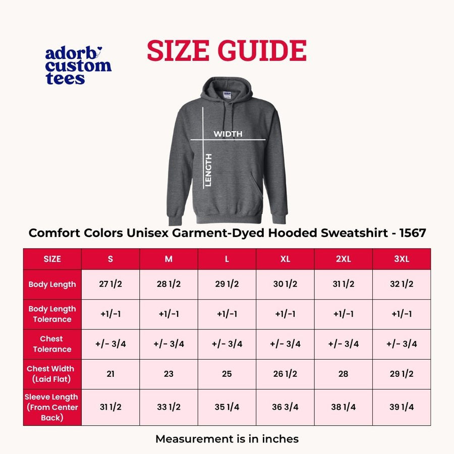 May include a size chart graphic showing shirt measurements and sizing from S to 4XL in inches.