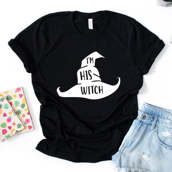 I'm Her BOO, I'm His Witch Halloween Couples Tee