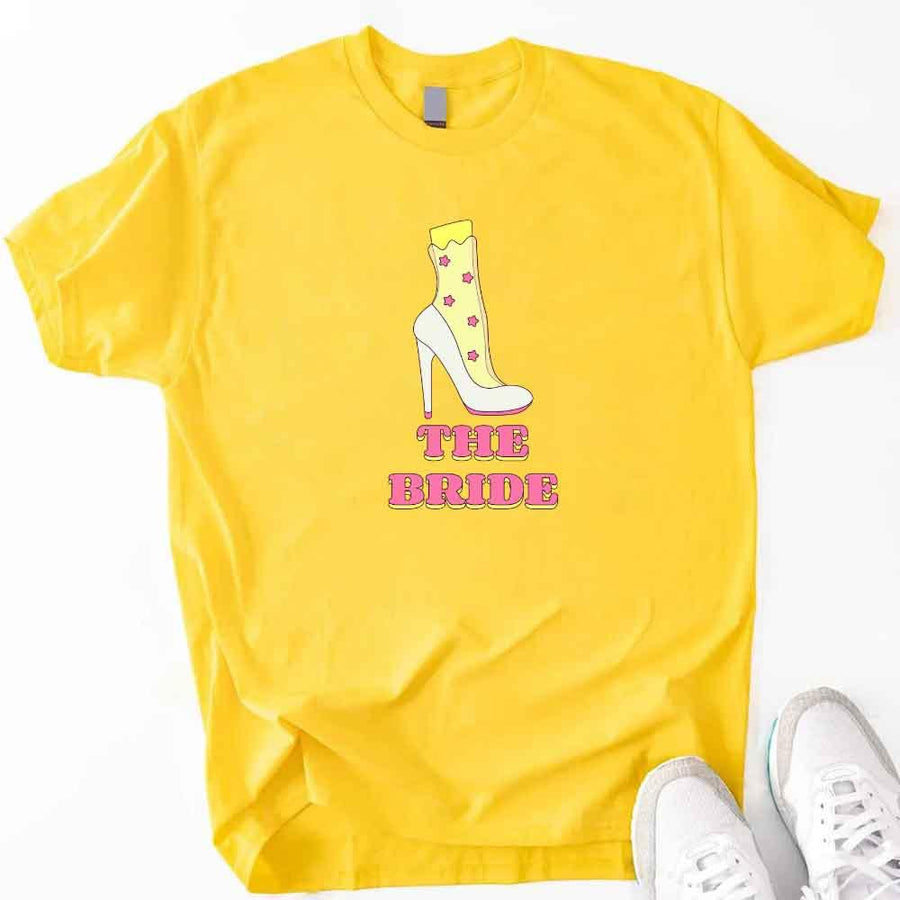 May include Daisy Team Bride & The Bride Bachelorette Party Matching T-Shirts, featuring "Team Bride" and "The Bride" designs in soft cotton fabric, perfect for pre-wedding celebrations and group photos.