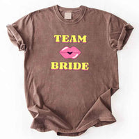 May include Espresso Team Bride & The Bride Bachelorette Party Matching T-Shirts, featuring "Team Bride" and "The Bride" designs in soft cotton fabric, perfect for pre-wedding celebrations and group photos.