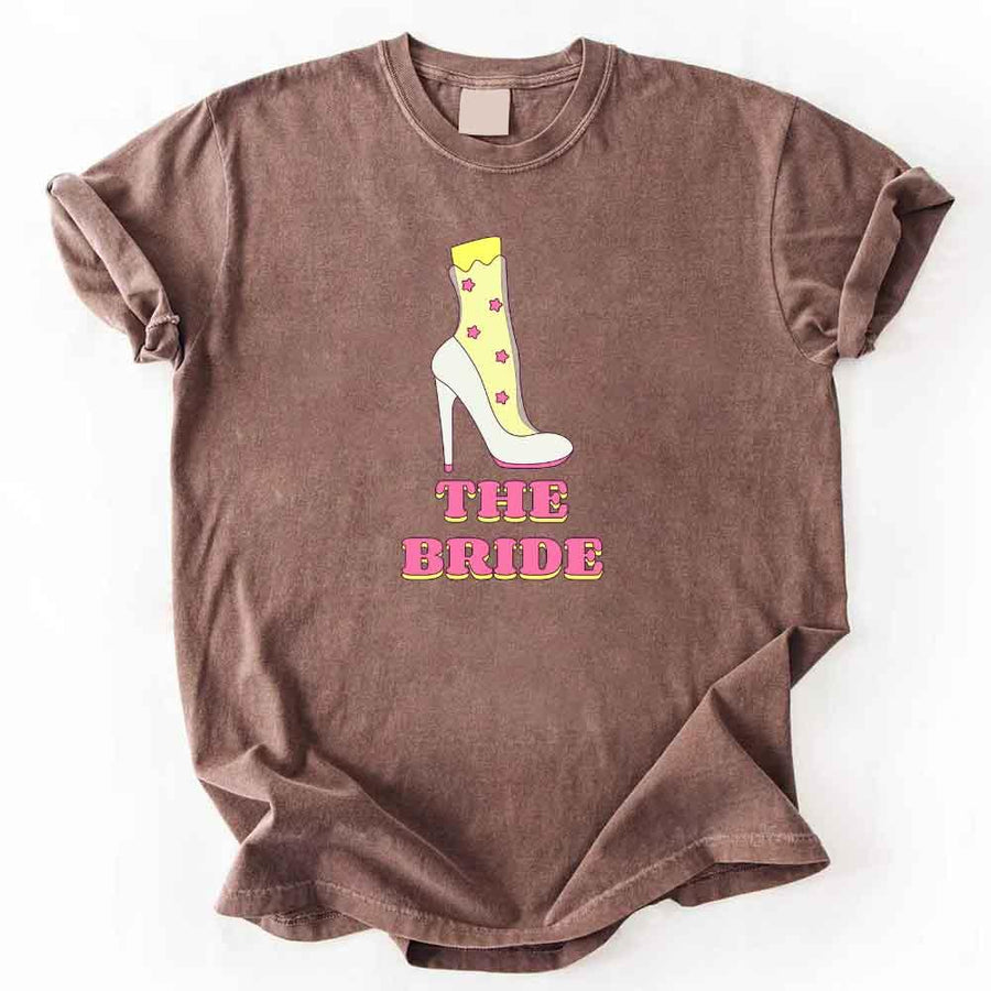 May include Espresso Team Bride & The Bride Bachelorette Party Matching T-Shirts, featuring "Team Bride" and "The Bride" designs in soft cotton fabric, perfect for pre-wedding celebrations and group photos.