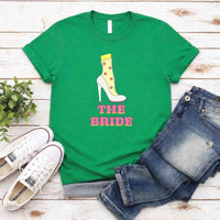 May include Green Team Bride & The Bride Bachelorette Party Matching T-Shirts, featuring "Team Bride" and "The Bride" designs in soft cotton fabric, perfect for pre-wedding celebrations and group photos.